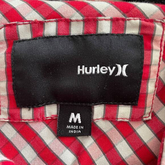 Hurley Red White Check Cowboy Western Snap Button Shirt Size M - Picture 4 of 7